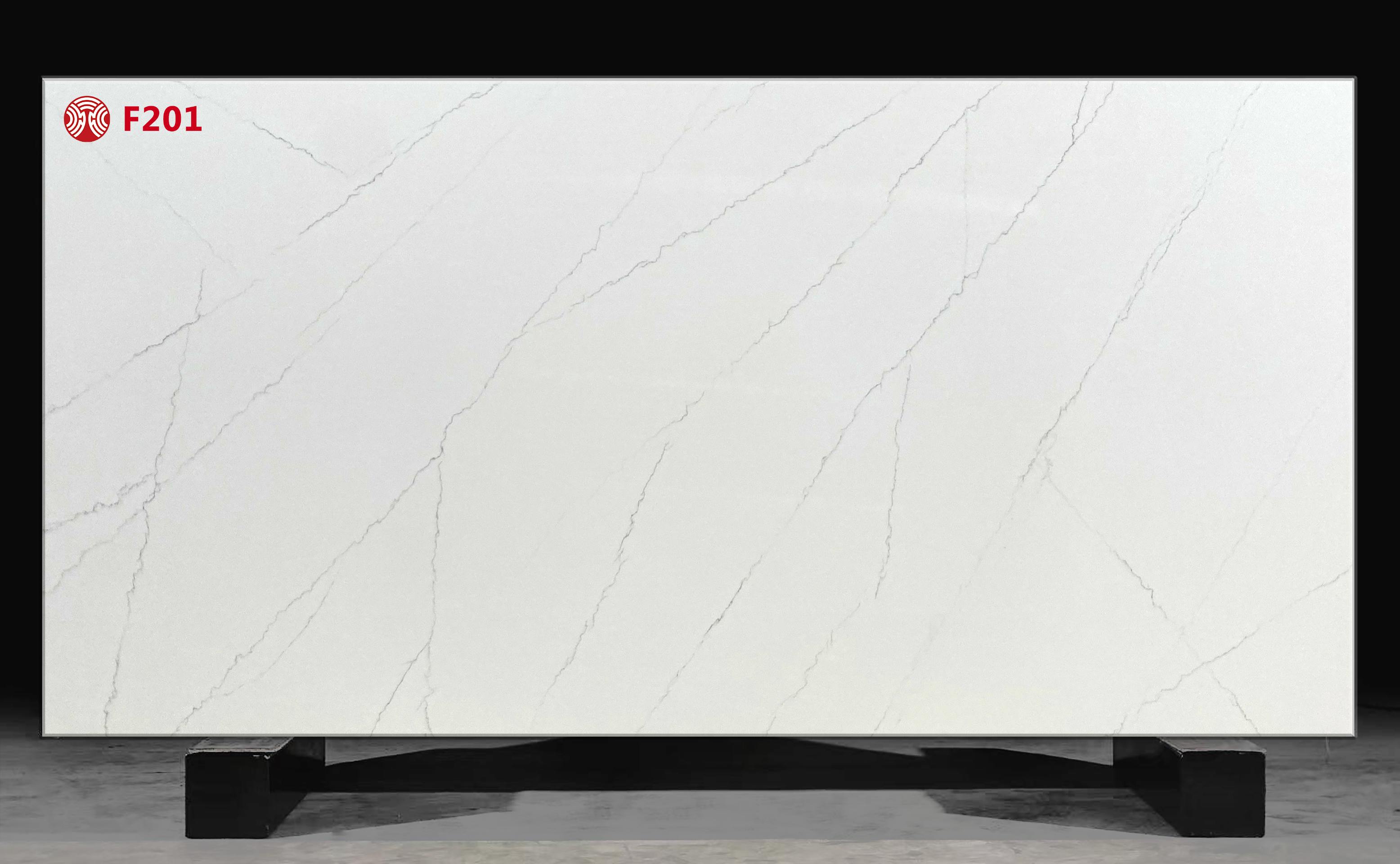 Thin lines white quartz stone