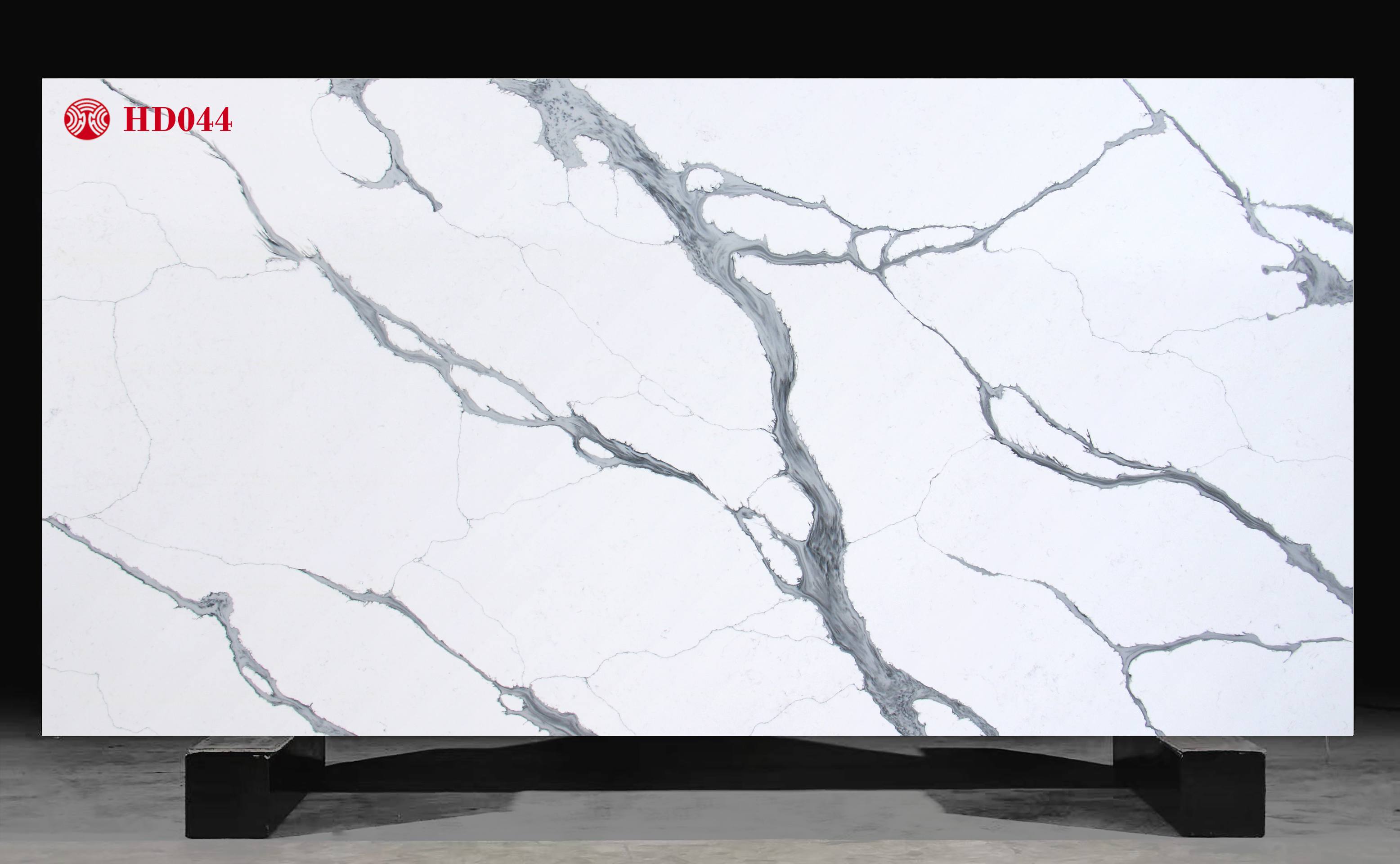 Calacatta White Thick Fine Lines Texture Artificial Quartz Stone